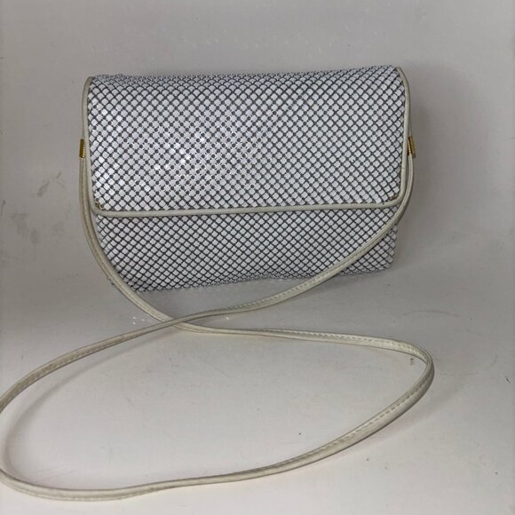 WHITING & DAVIS White Metal Mesh Shoulder Bag Purse Clutch 1980'S - Picture 12 of 15